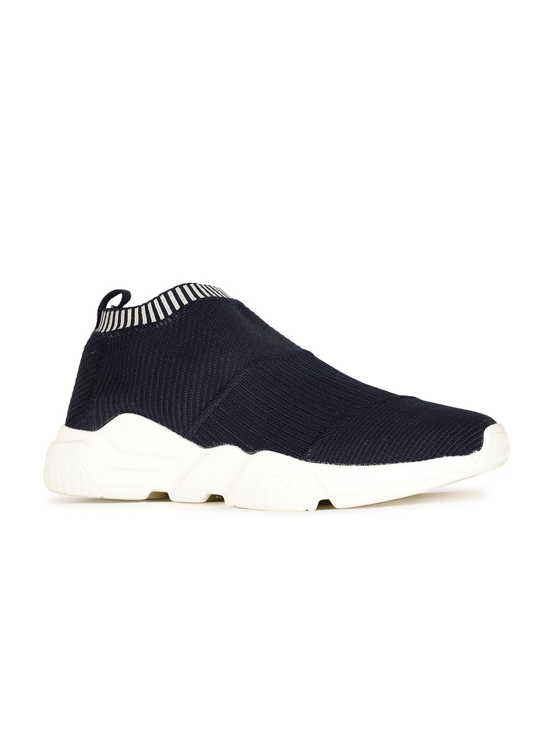 

North Star Men Navy Blue Woven Design Slip-On Sneakers