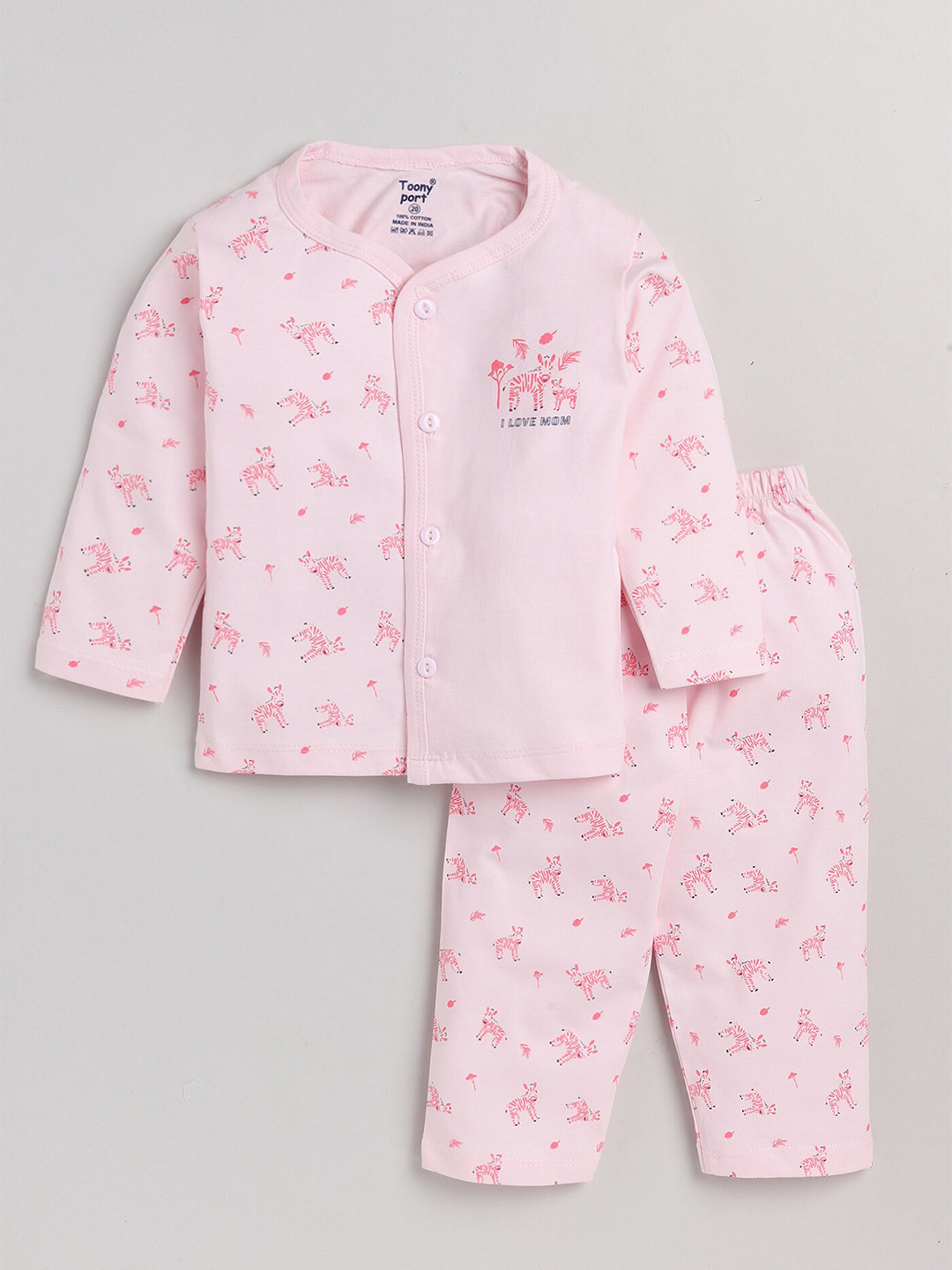 

Toonyport Kids Pink Printed Pure Cotton T-shirt with Pyjamas