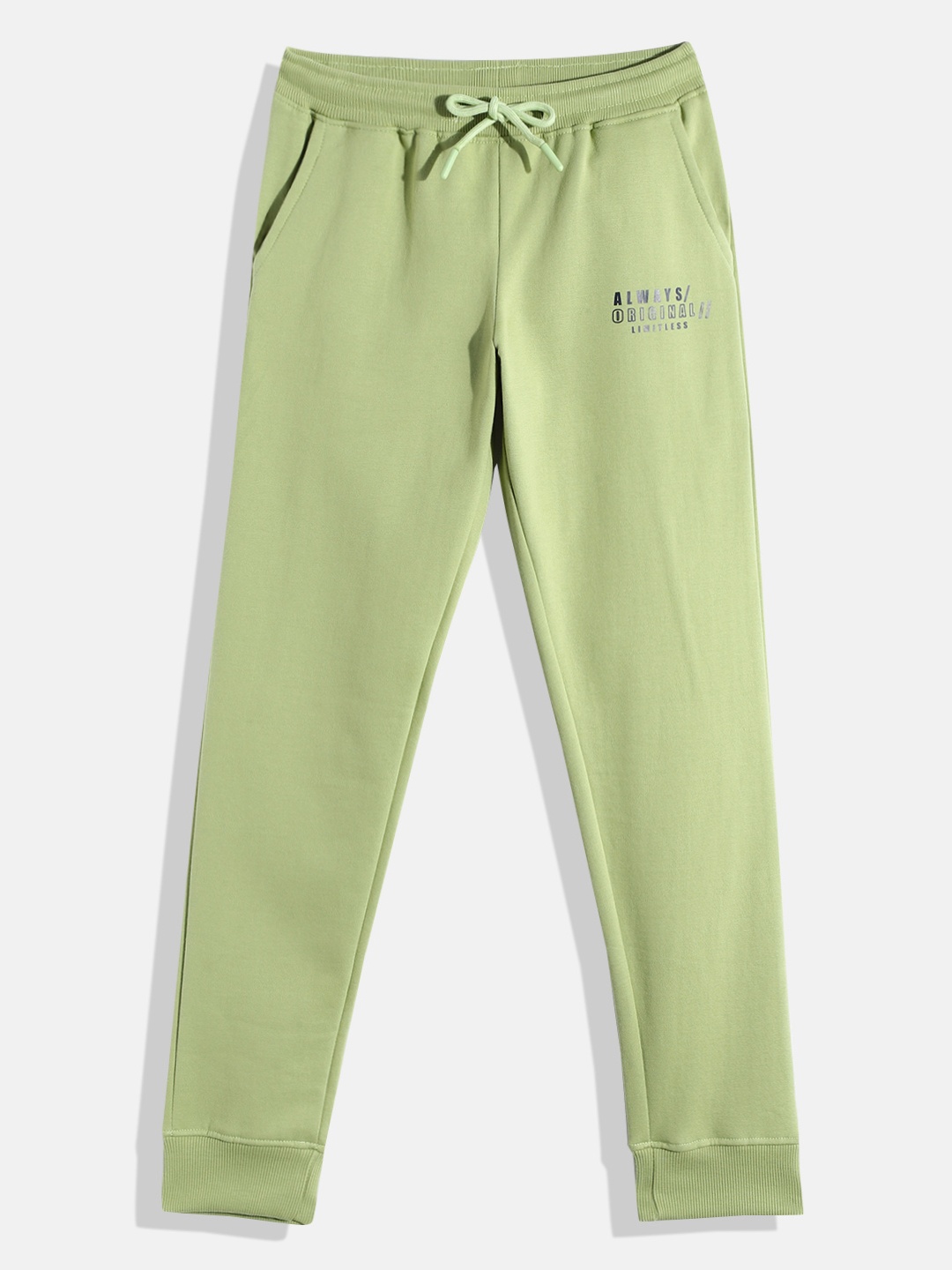 

HERE&NOW Boys Sage Green Solid Joggers