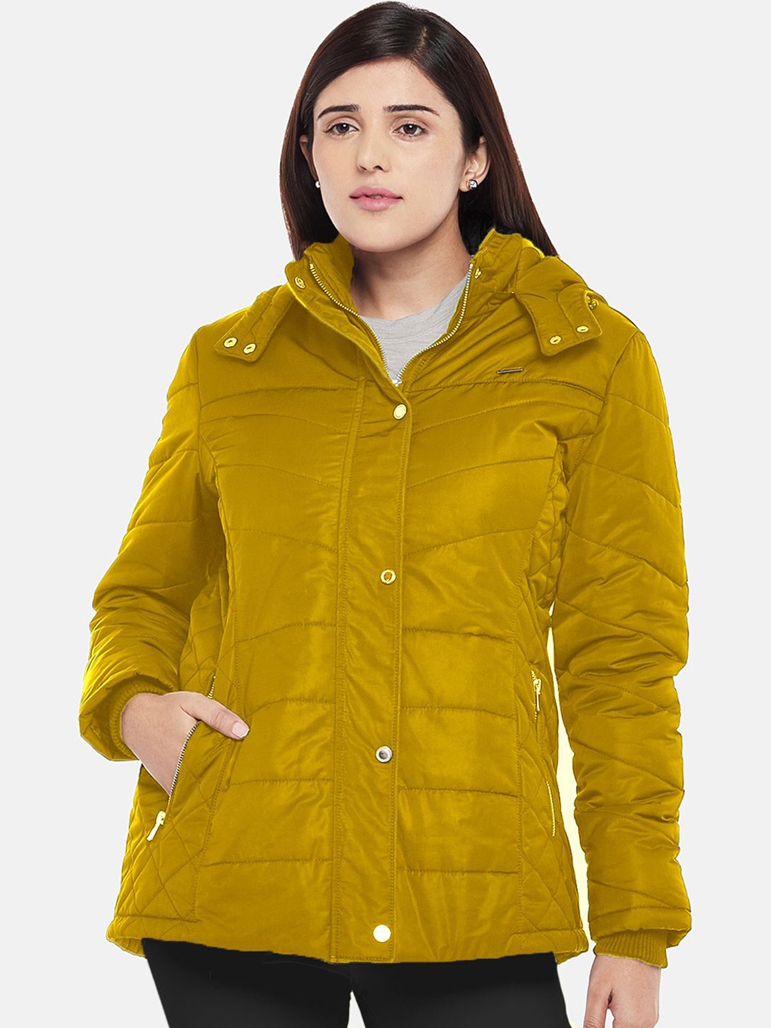 

Kosha Women Mustard Yellow Water Resistant Padded Jacket