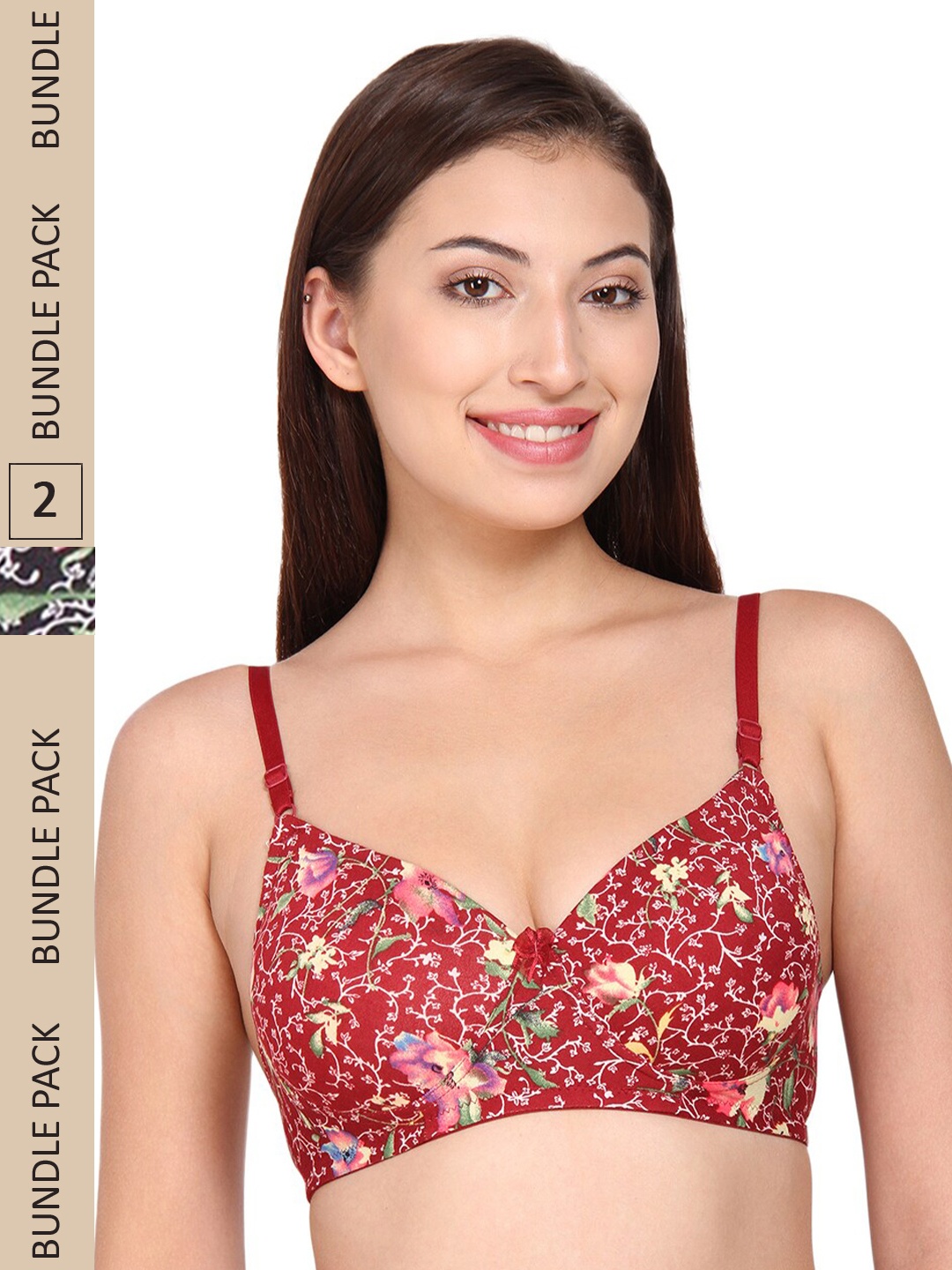 

Innocence Maroon & White Pack of 2 Floral Heavily Padded Bra