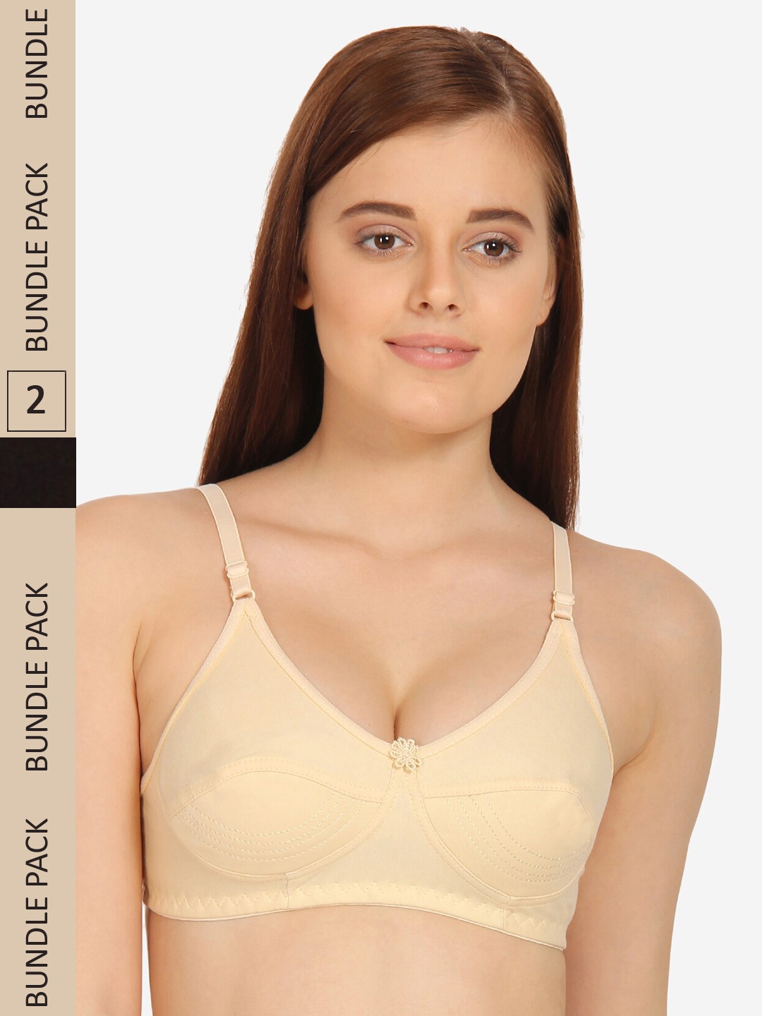 

Innocence Black & Beige Pack of 2 Non Padded Non wired Bra