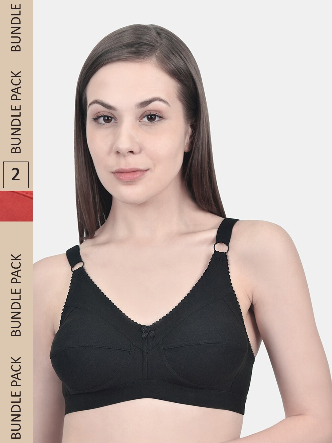 

Innocence Black & Red Pack of 2 Non Padded Non wired Bra