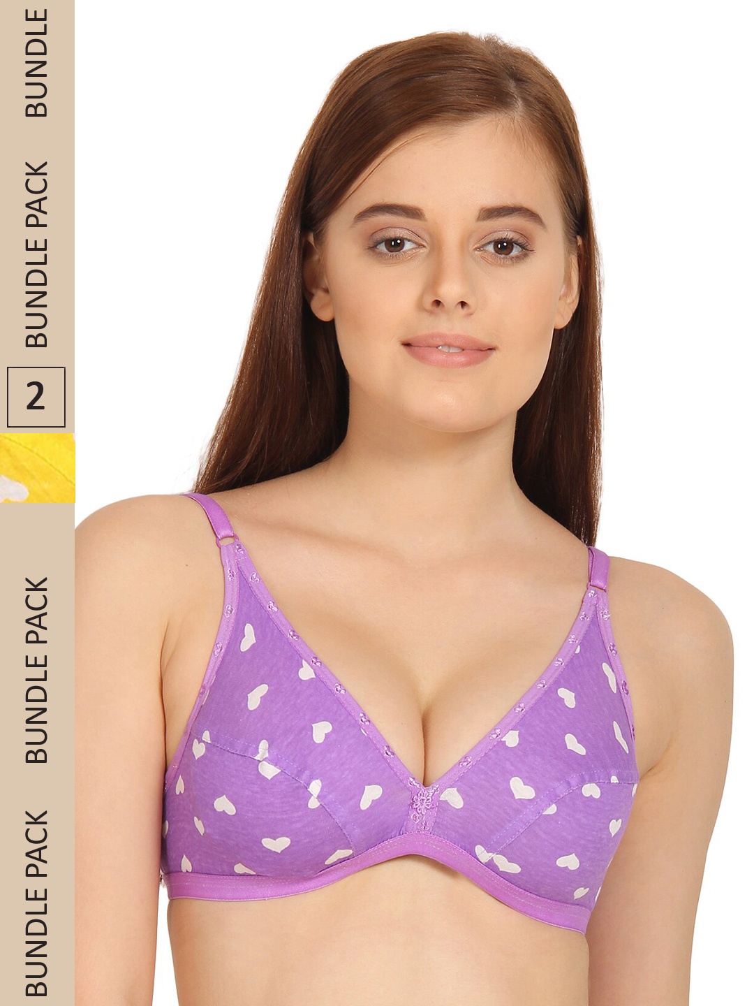 

Innocence Lavender & Yellow Pack of 2 Abstract Non Padded Non wired Bra