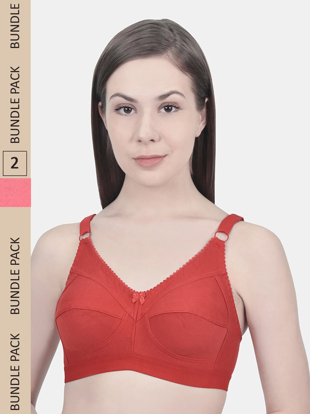 

Innocence Red & Coral Pack of 2 Non Padded Non wired Bra