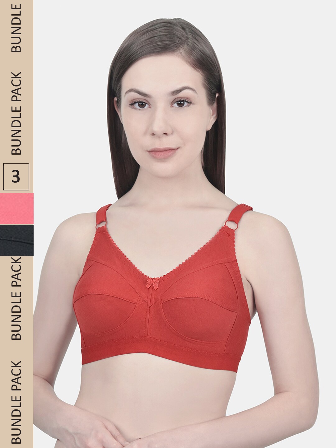 

Innocence Black & Red Pack of 2 Non Padded Non wired Bra