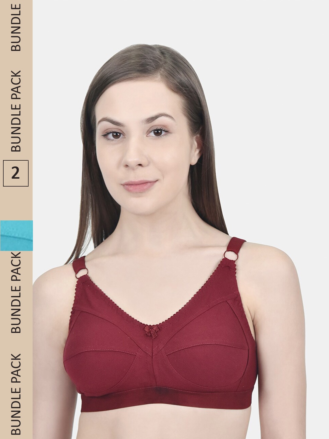 

Innocence Maroon & Blue Pack of 2 Non Padded Non wired Bra