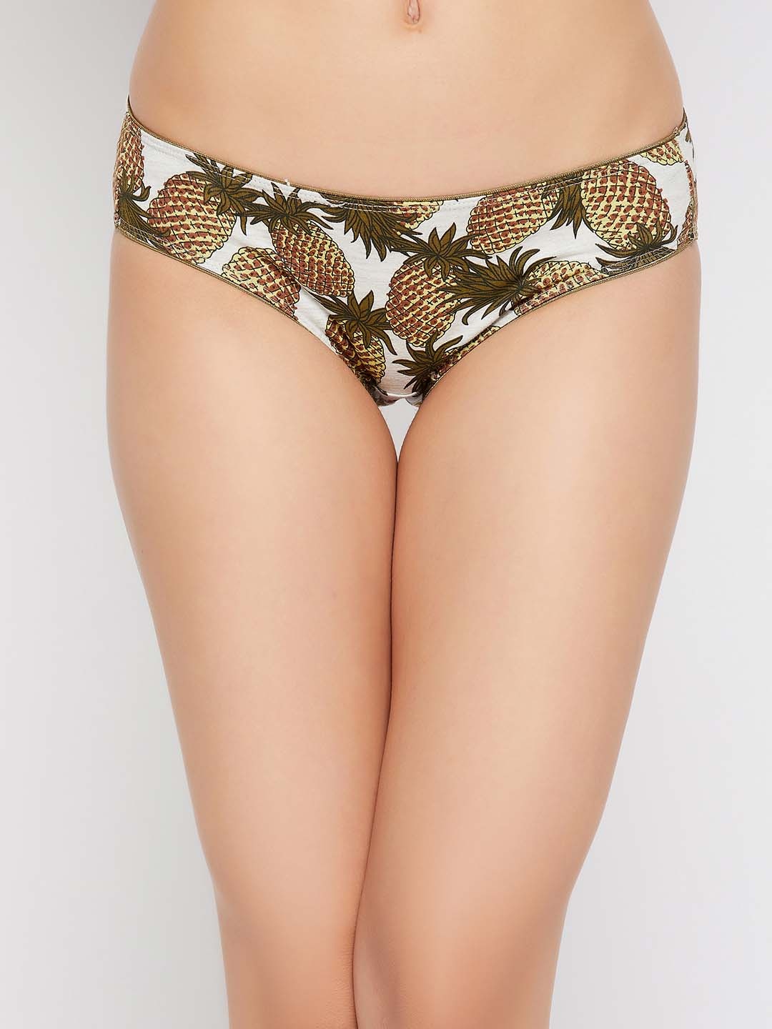 

Clovia Women Pineapple Print Low-Rise Cotton Hipster Briefs PN3465D01XXL, Cream