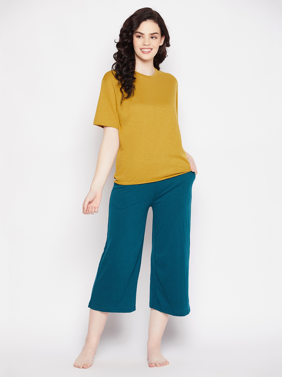 

Clovia Women Teal & Mustard Night suit