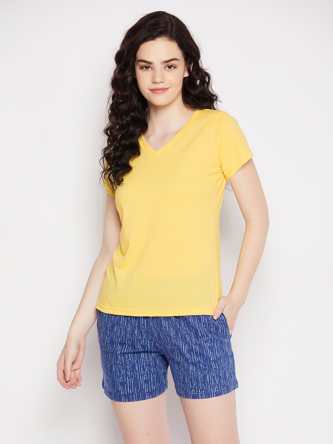

Clovia Women Blue & Yellow Night suit
