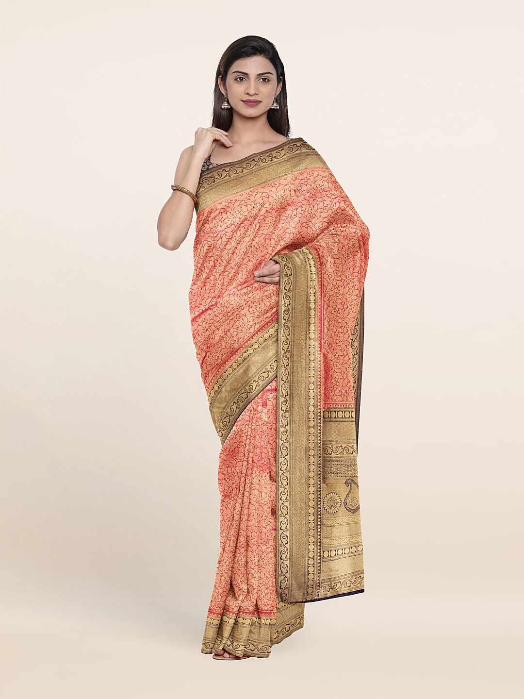 

Pothys Red & Blue Woven Design Zari Art Silk Saree