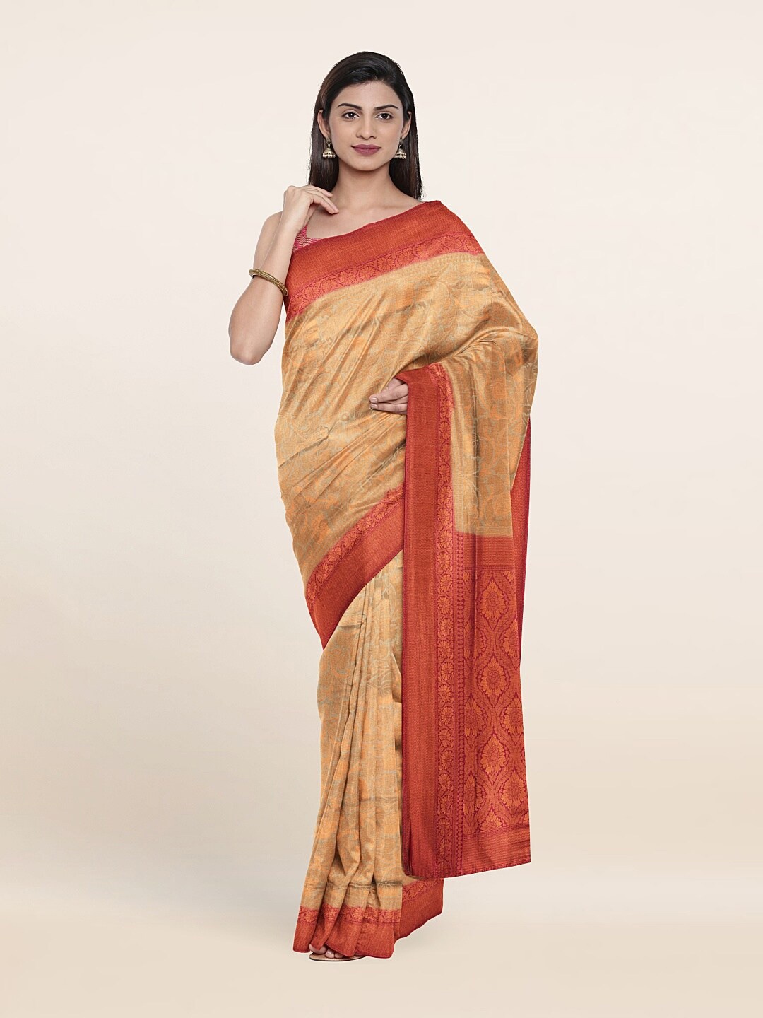 

Pothys Green & Red Woven Design Zari Art Silk Saree