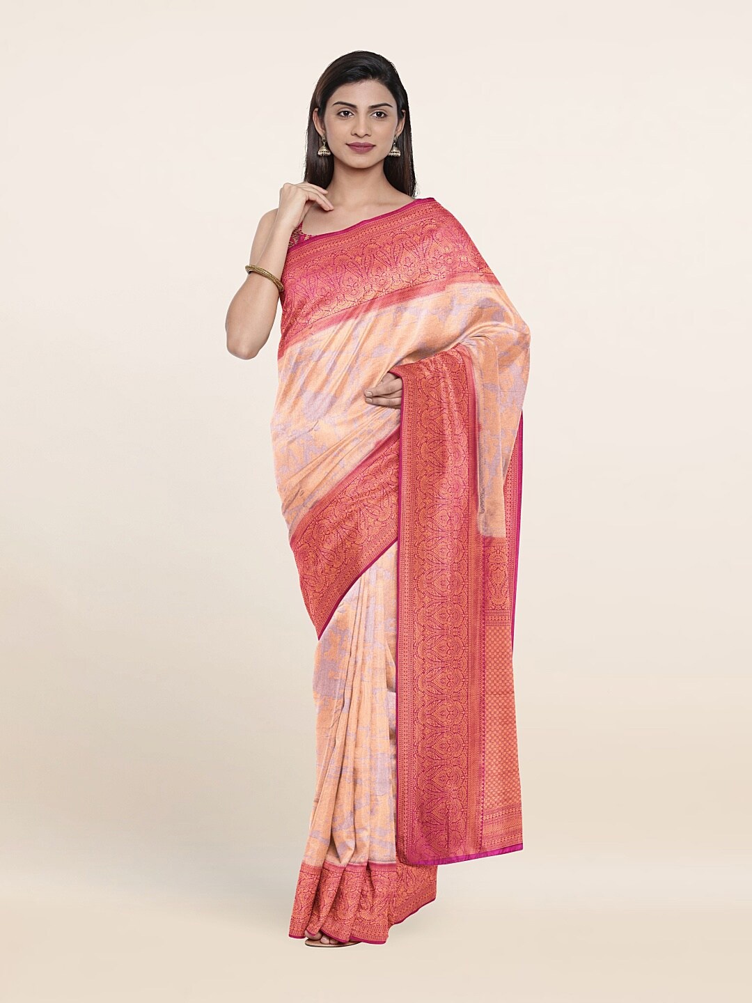 

Pothys Lavender & Gold-Toned Woven Design Zari Art Silk Saree