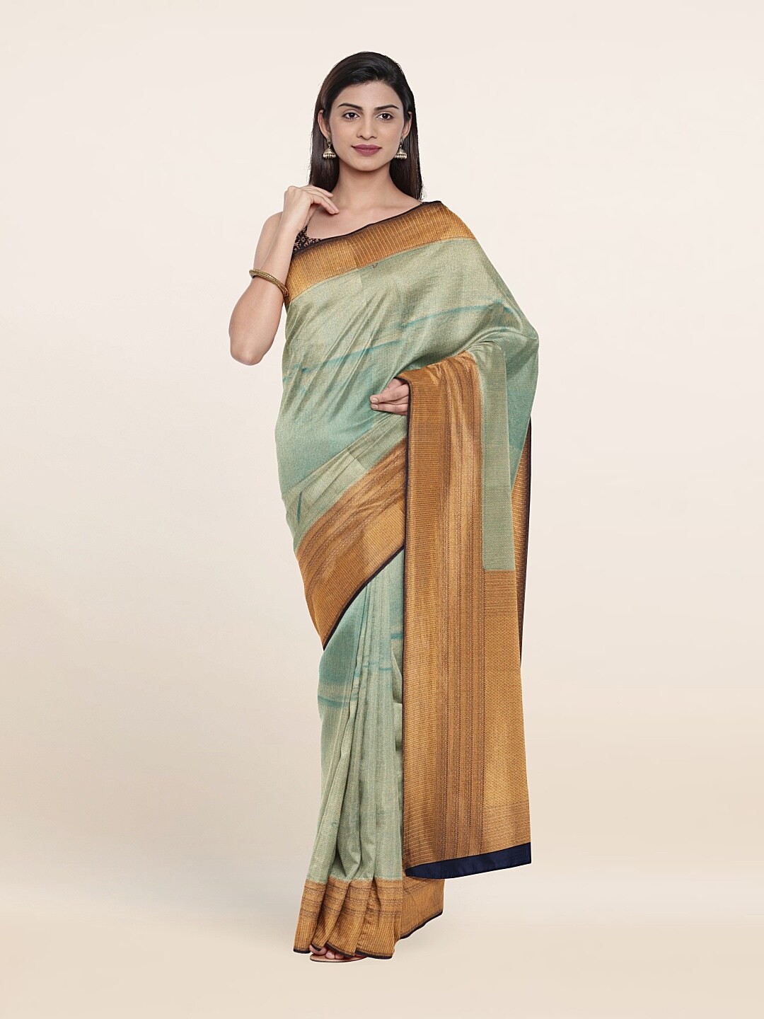

Pothys Green & Black Woven Design Zari Art Silk Saree