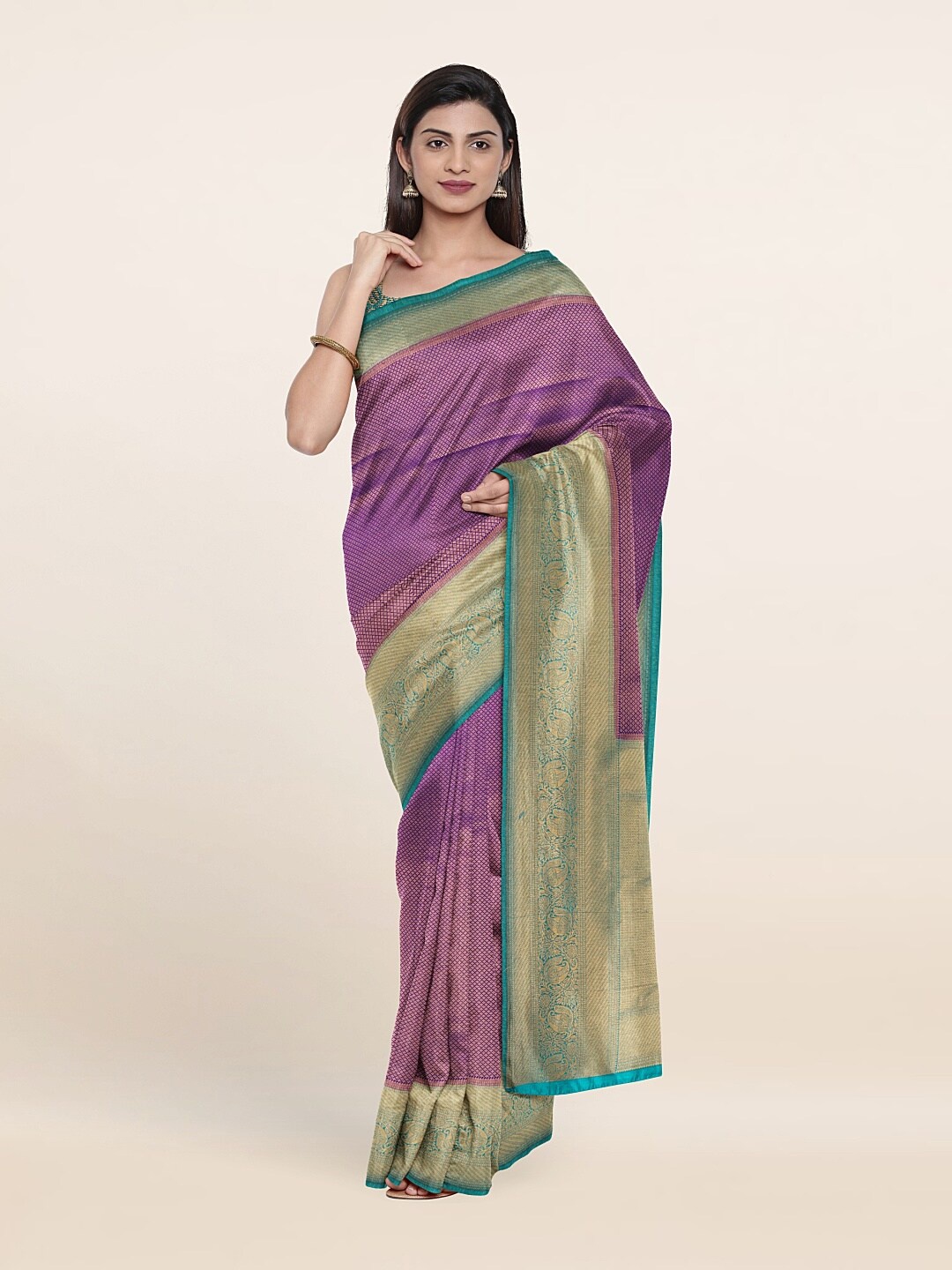 

Pothys Violet & Green Woven Design Zari Art Silk Saree