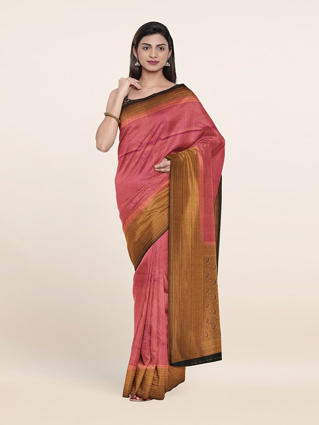 

Pothys Purple & Black Woven Design Zari Art Silk Saree