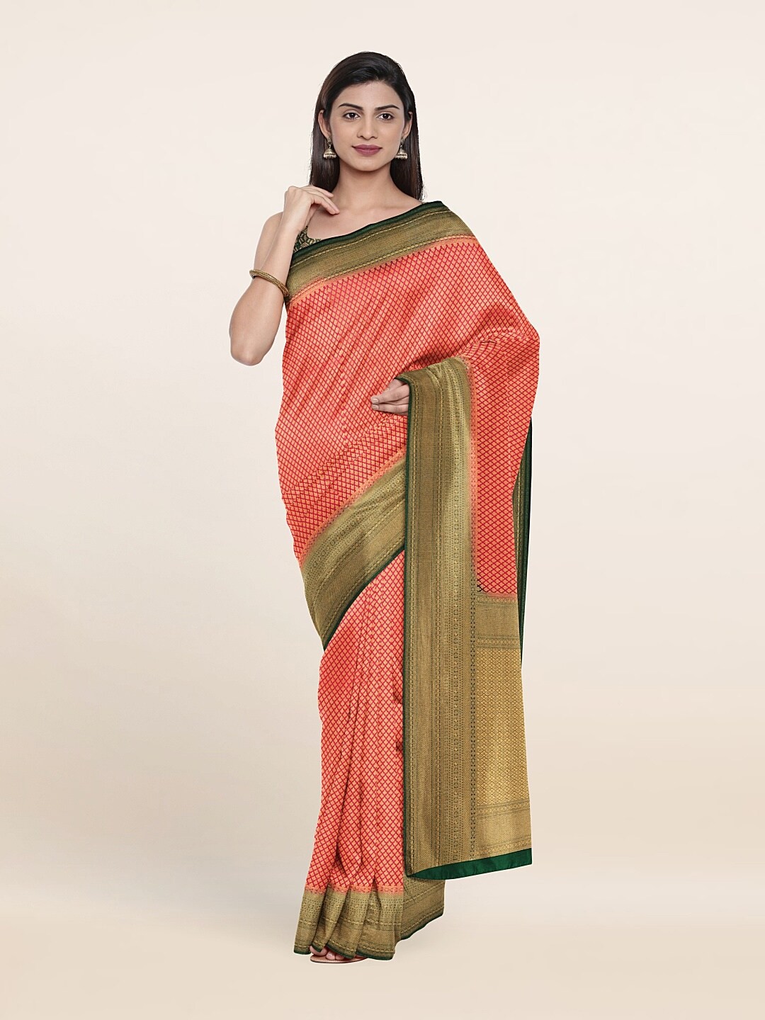 

Pothys Pink & Blue Woven Design Zari Art Silk Saree