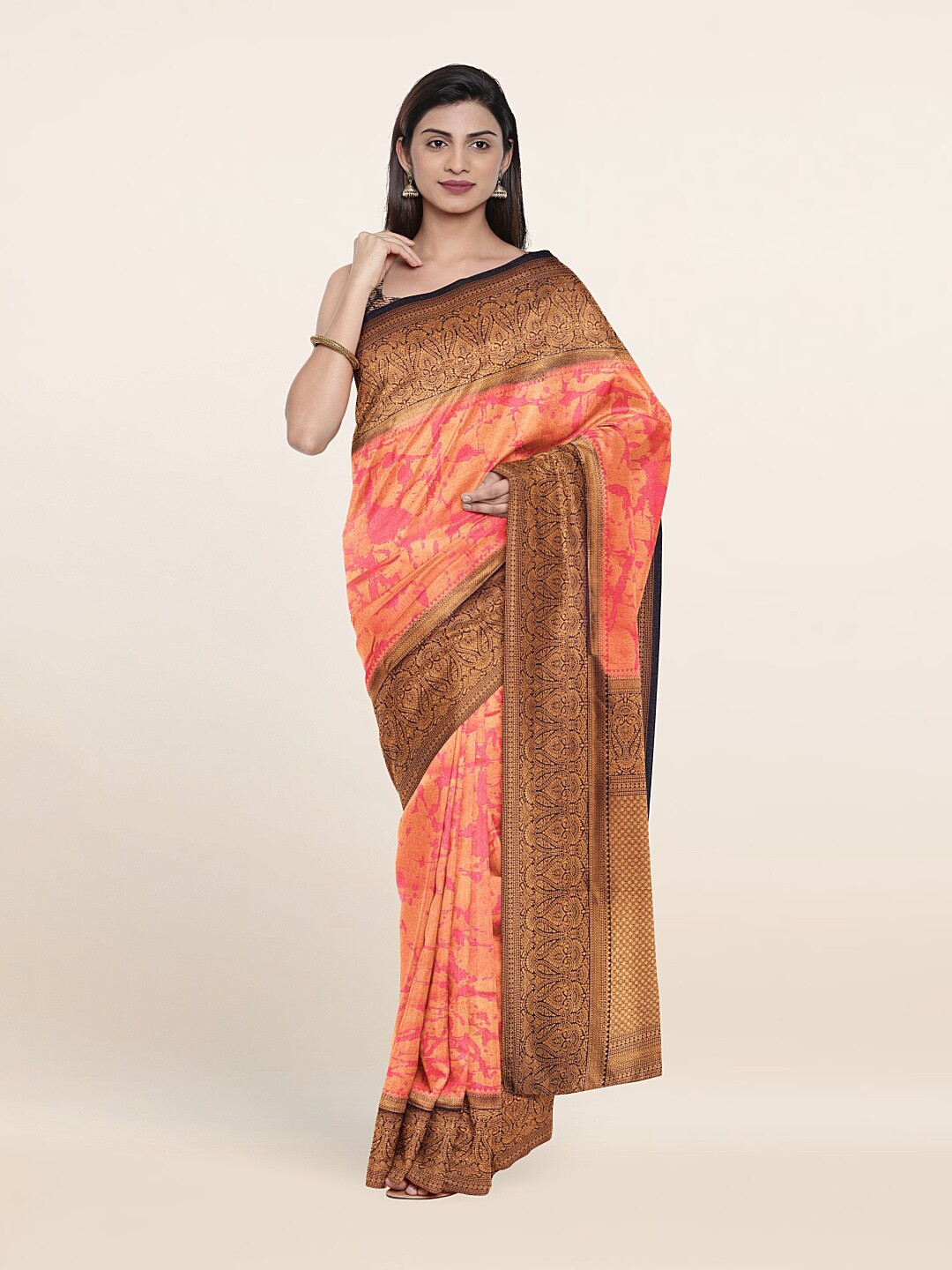 

Pothys Pink & Blue Woven Design Zari Art Silk Saree