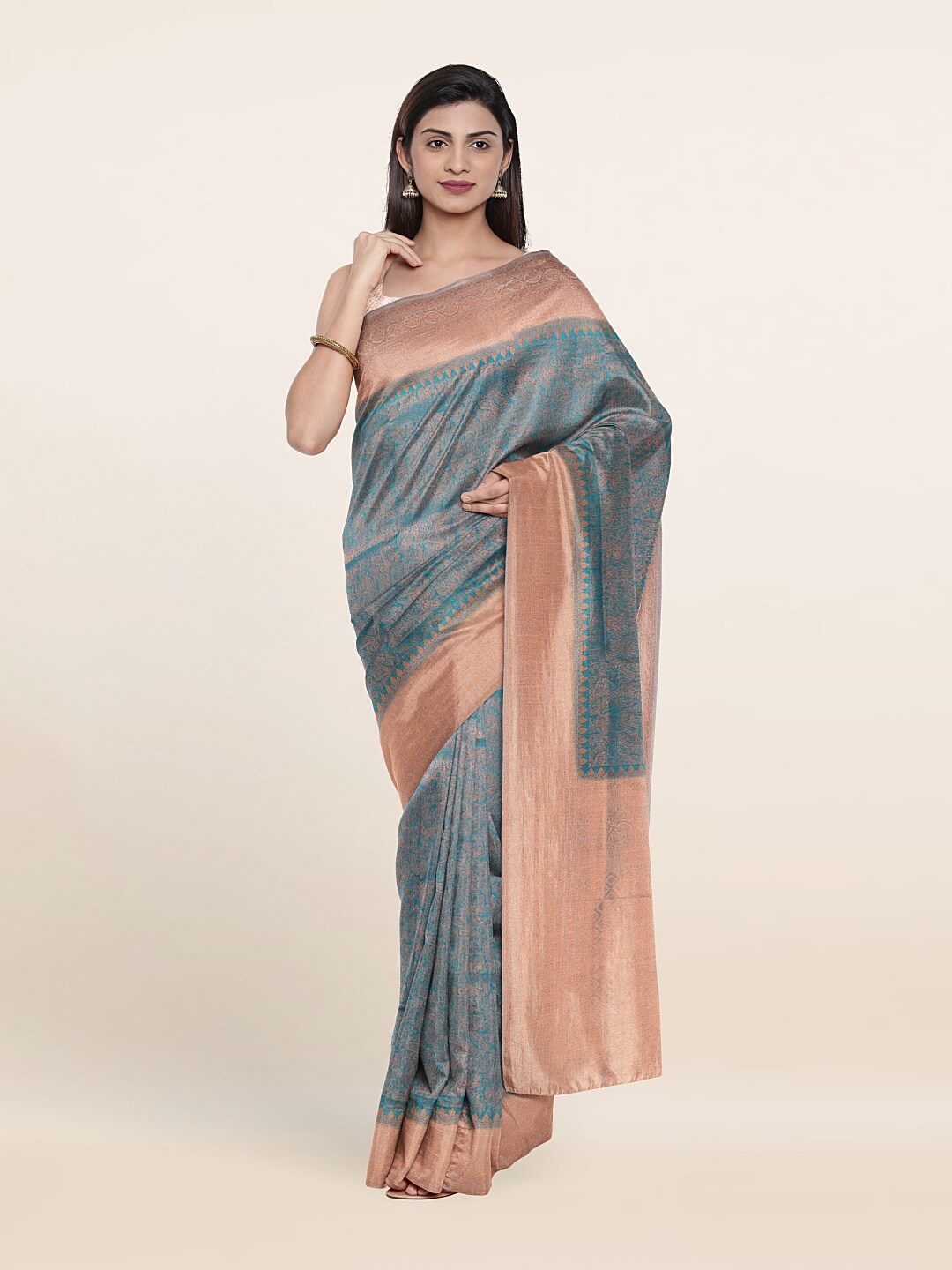 

Pothys Blue & Cream-Coloured Zari Art Silk Saree