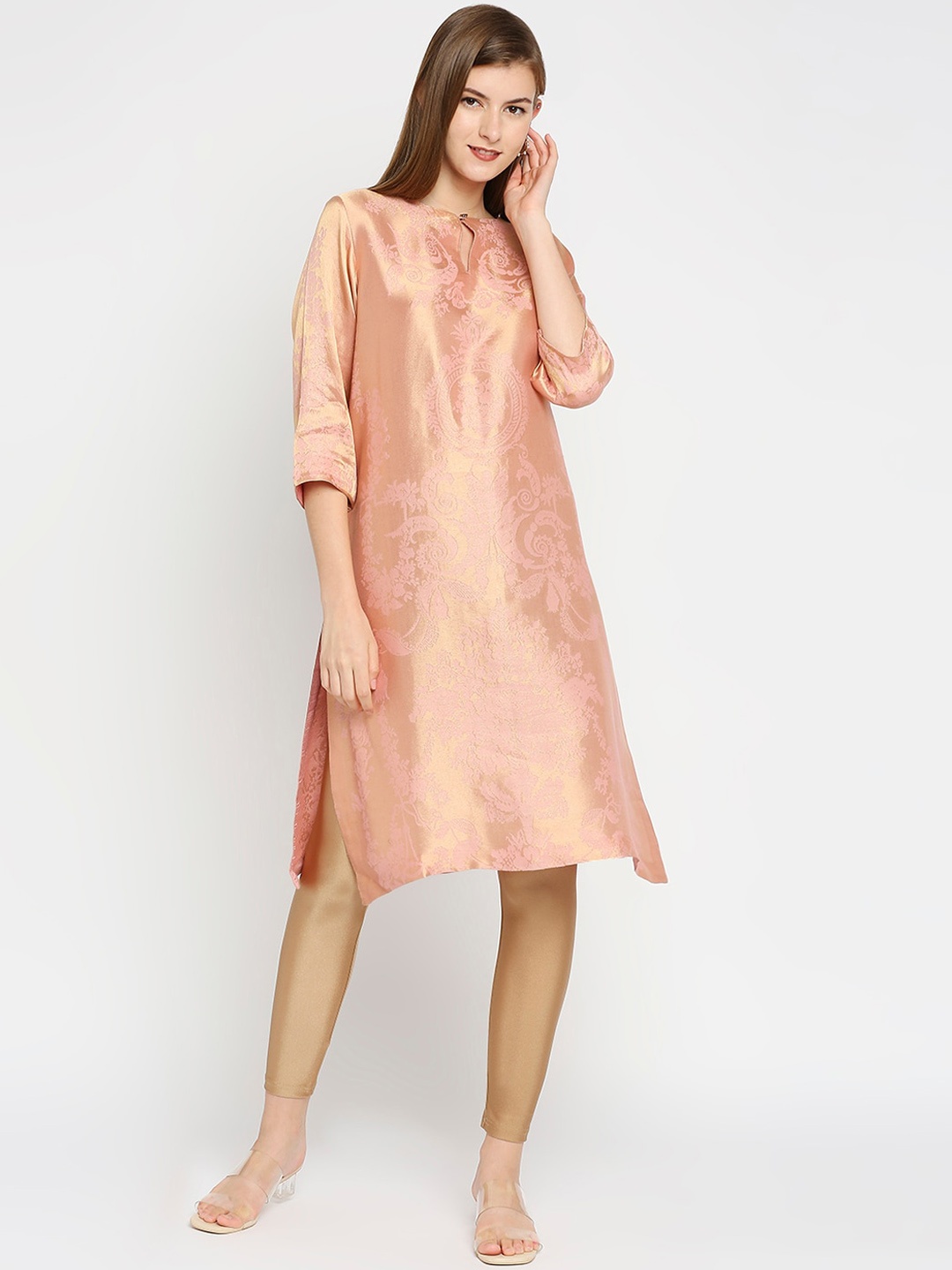 

Cloth Haus India Keyhole Neck Cotton Kurta, Pink