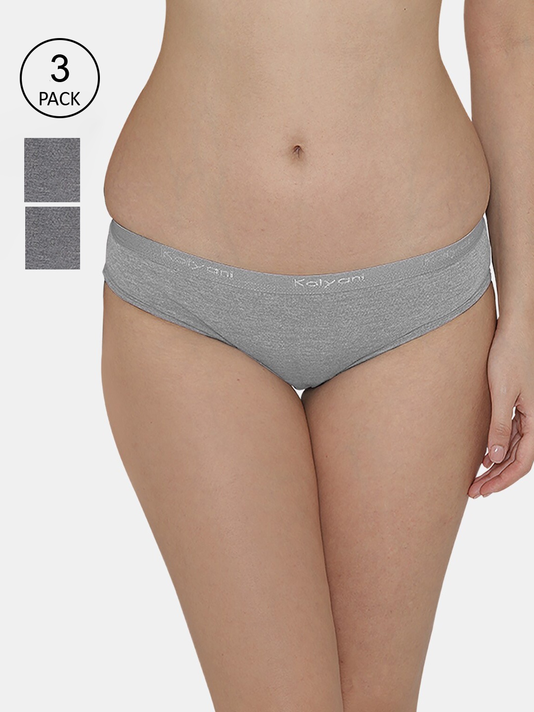 

Kalyani Women Pack Of 3 Grey Solid Bikini Briefs