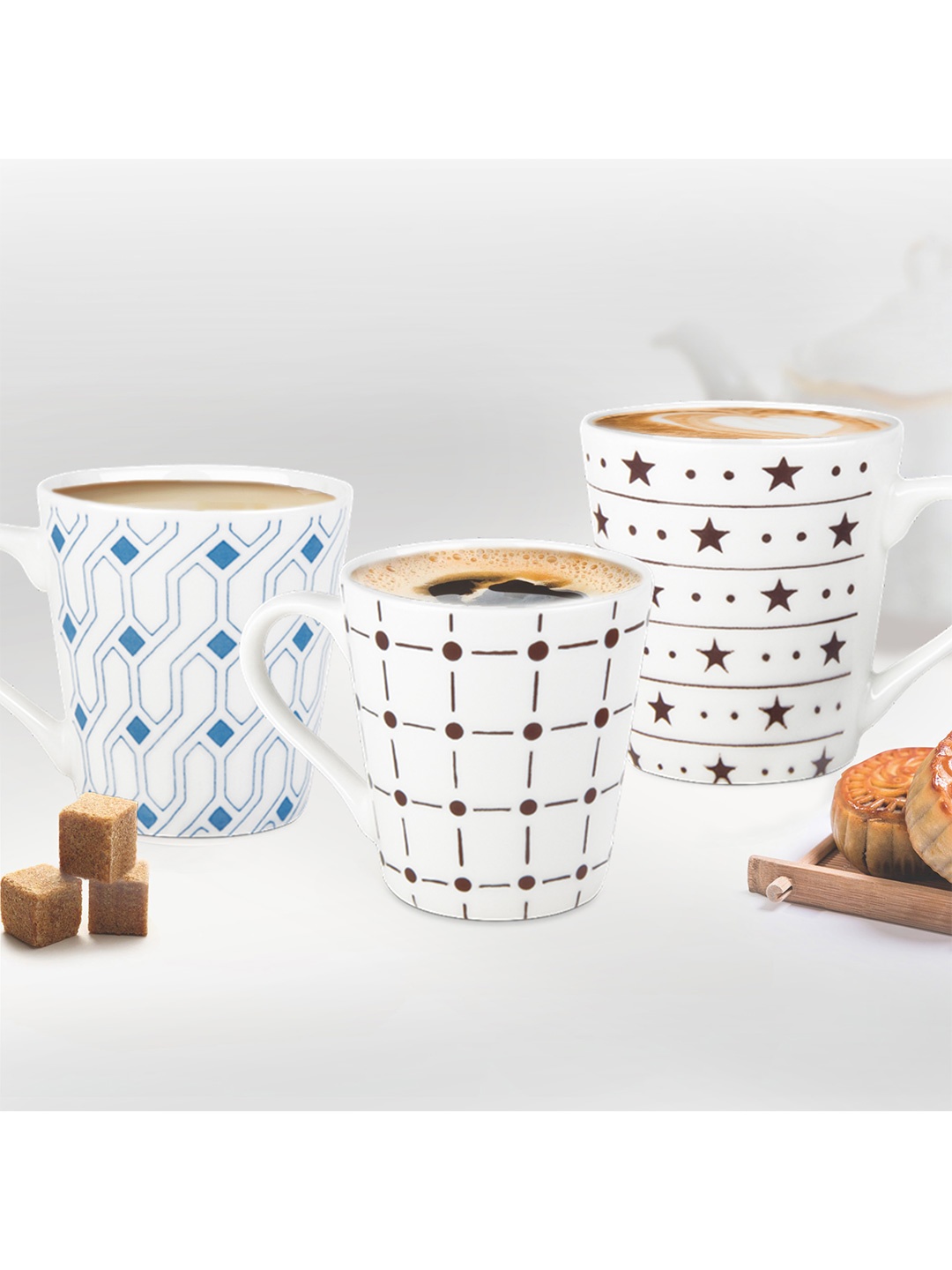 

Treo Earthen Art Set Of 6 Blue Line Ceramic Mug 210 ml Each