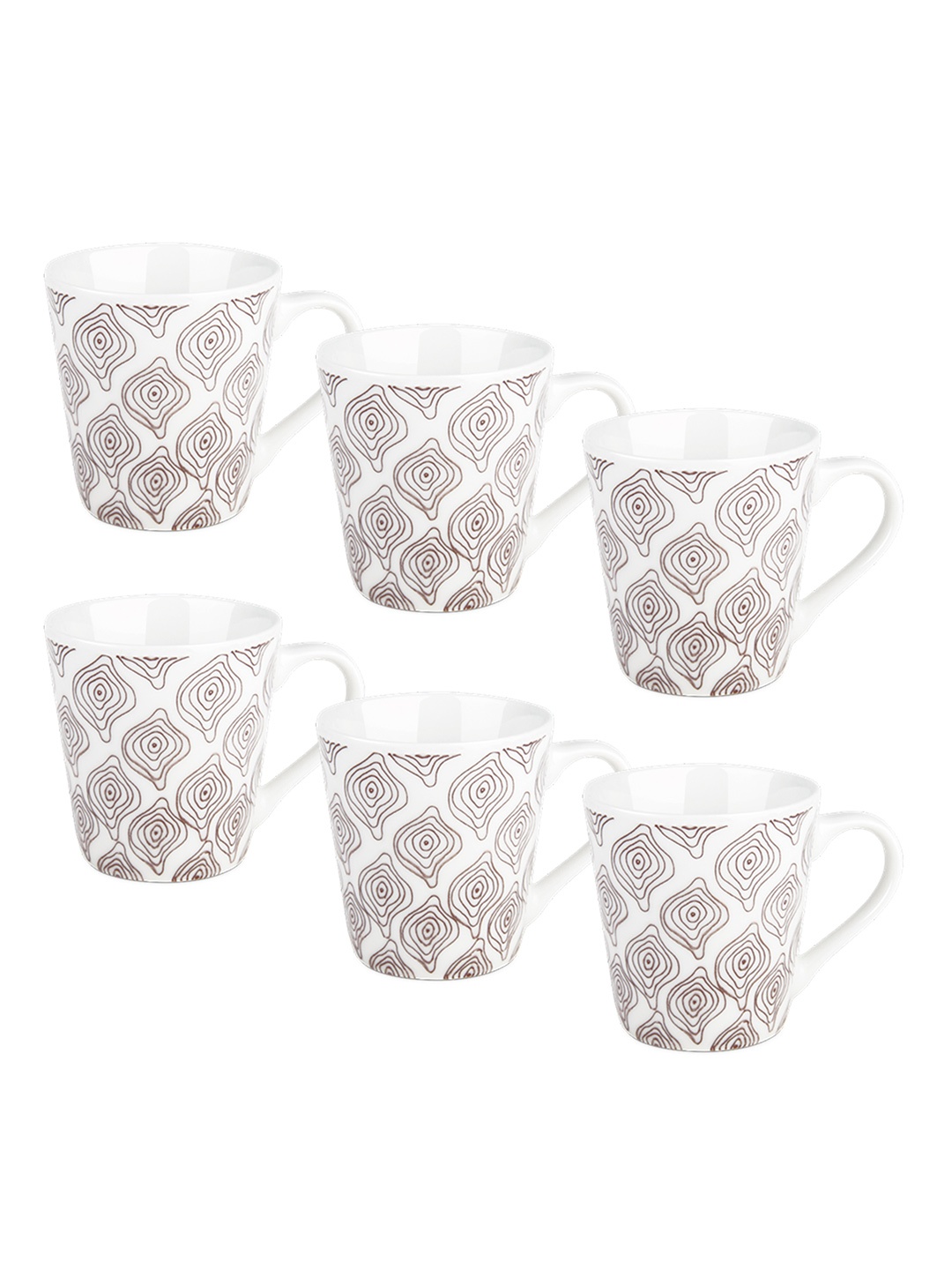 

Treo Earthen Art Set of 6 Brown Spiral Ceramic Mugs 210 ml Each
