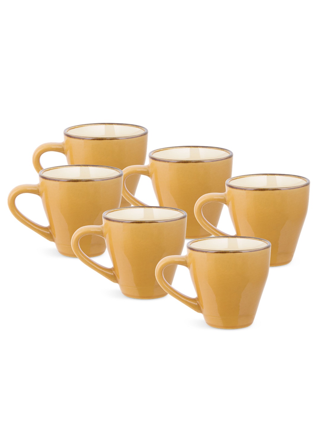 

Treo Nano Y Set Of 6 Tea Yellow Ceramic Mugs 95 ml each