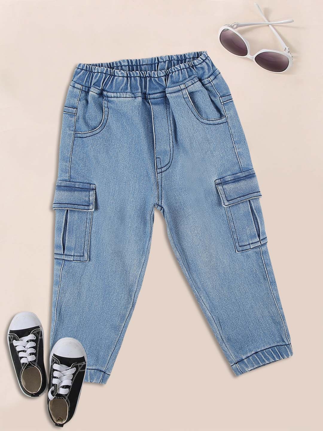 

MeeMee Girls Jogger Mildly Distressed Jeans, Navy blue