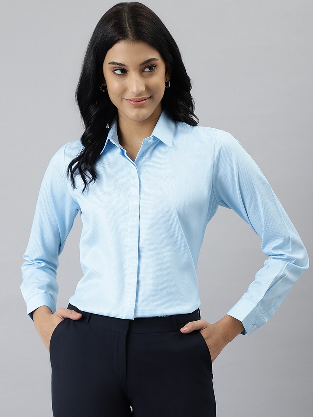 

English Navy Women Blue Relaxed Formal Shirt