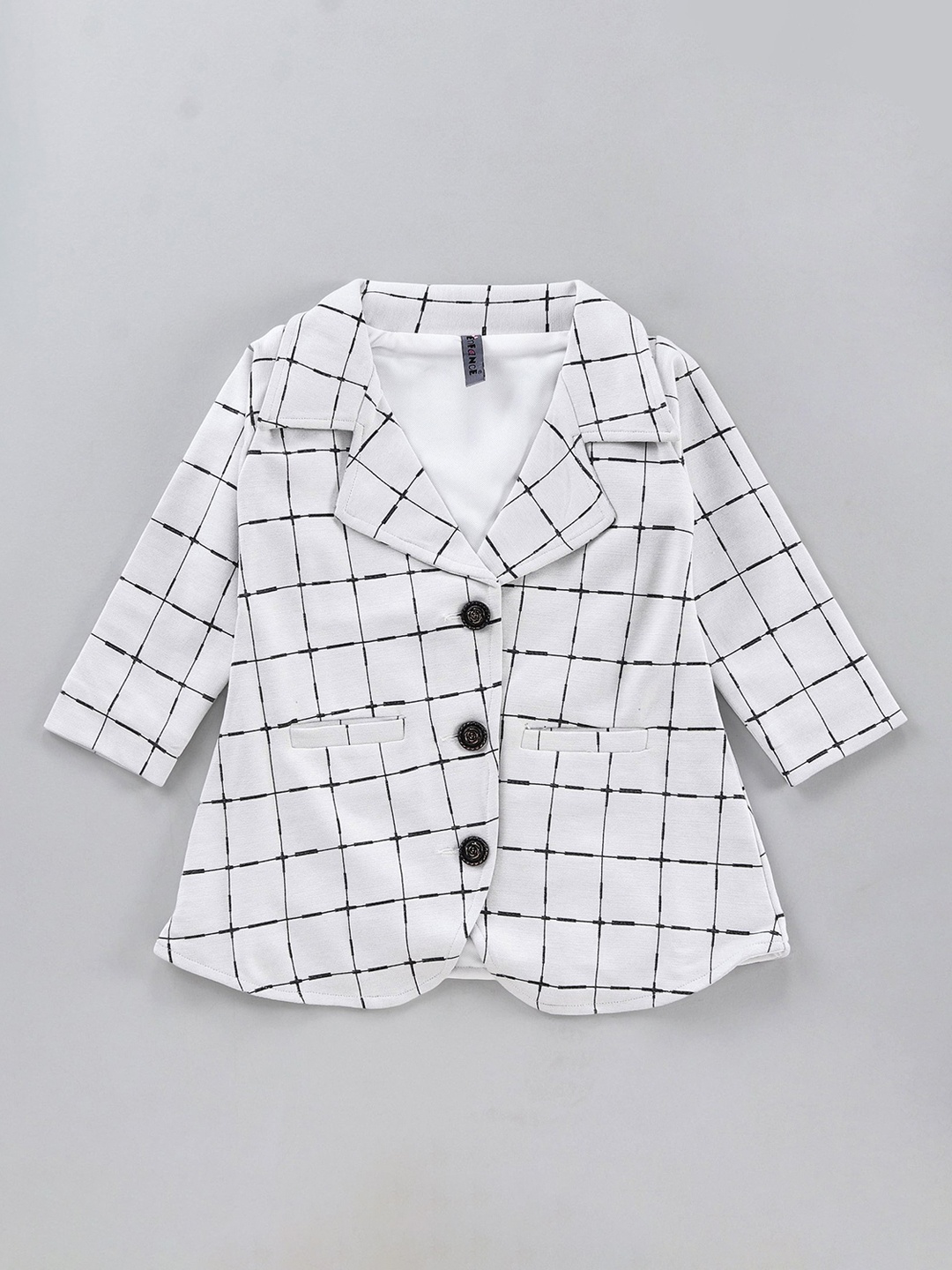 

Enfance Girls White Black Checked Tailored Jacket