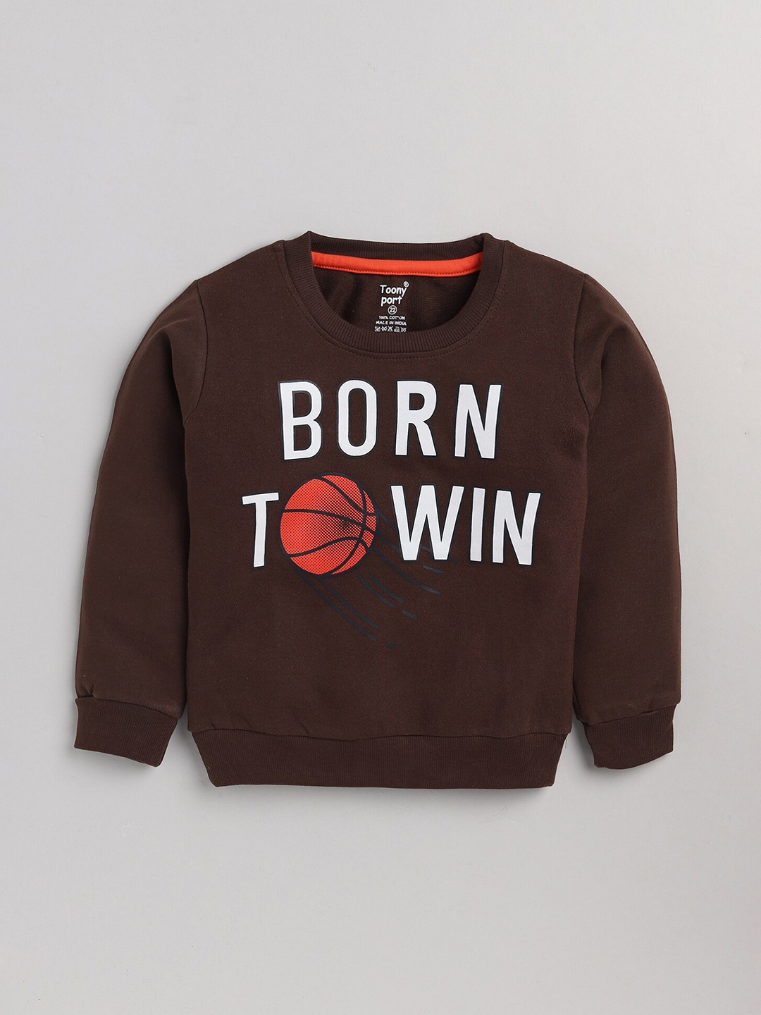 

Toonyport Unisex Kids Brown Cotton Printed Sweatshirt