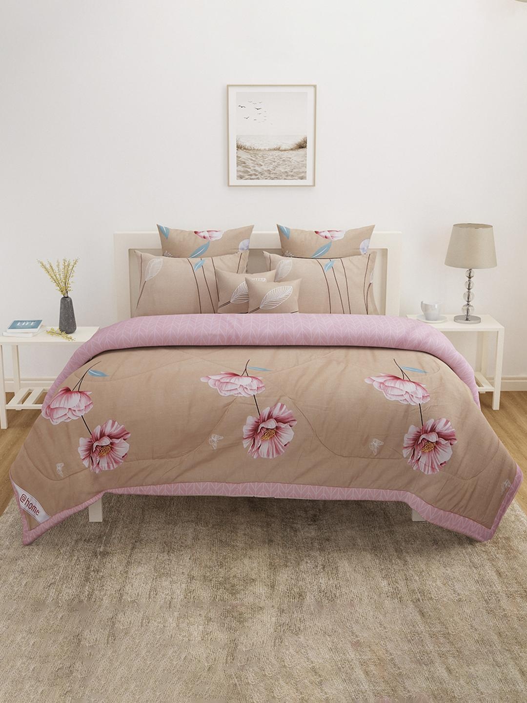 

Athome by Nilkamal Beige & White Floral Mild Winter 110 GSM Double Bed Comforter