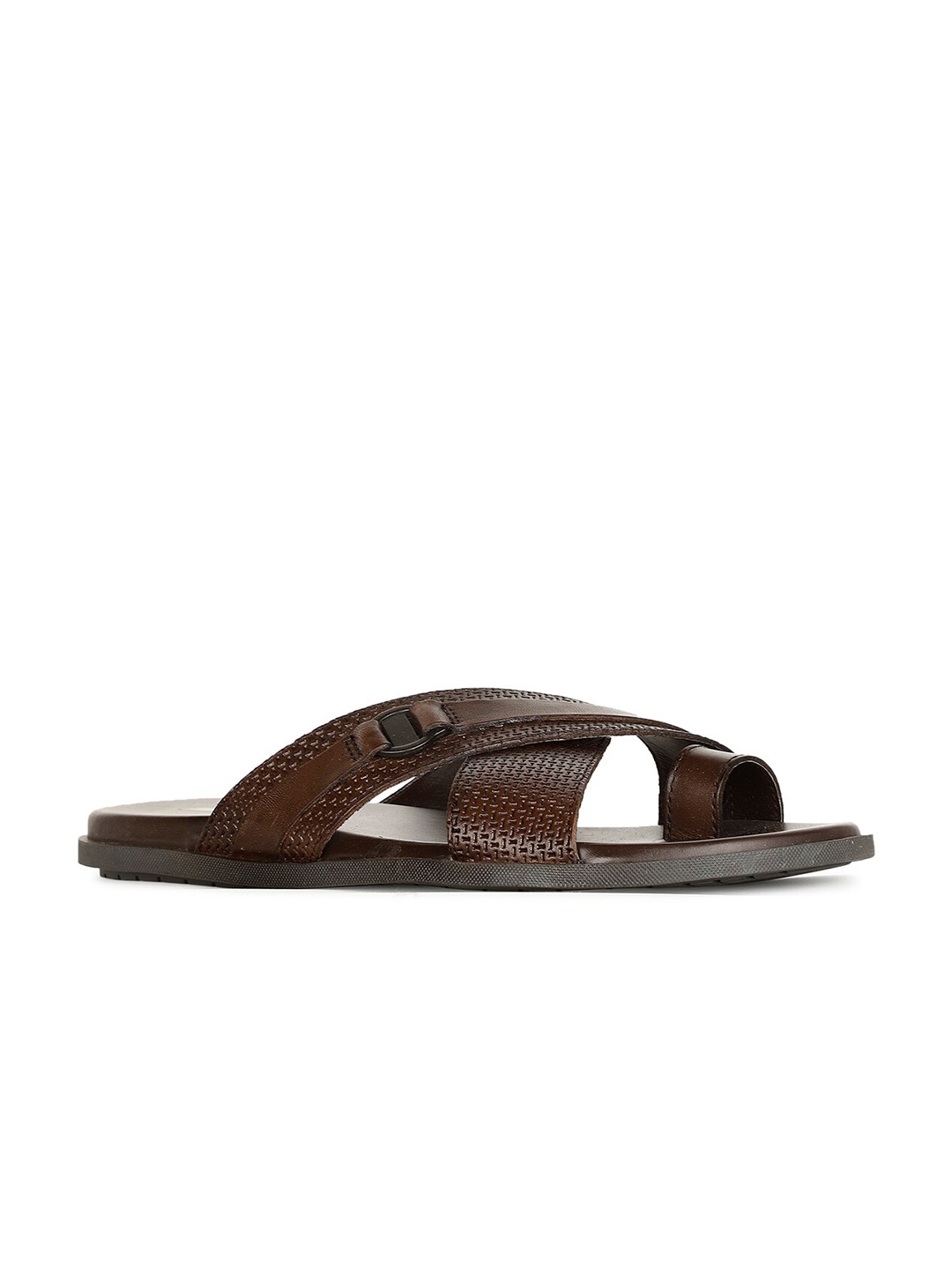 

Bata Men Brown & Black Leather Comfort Sandals