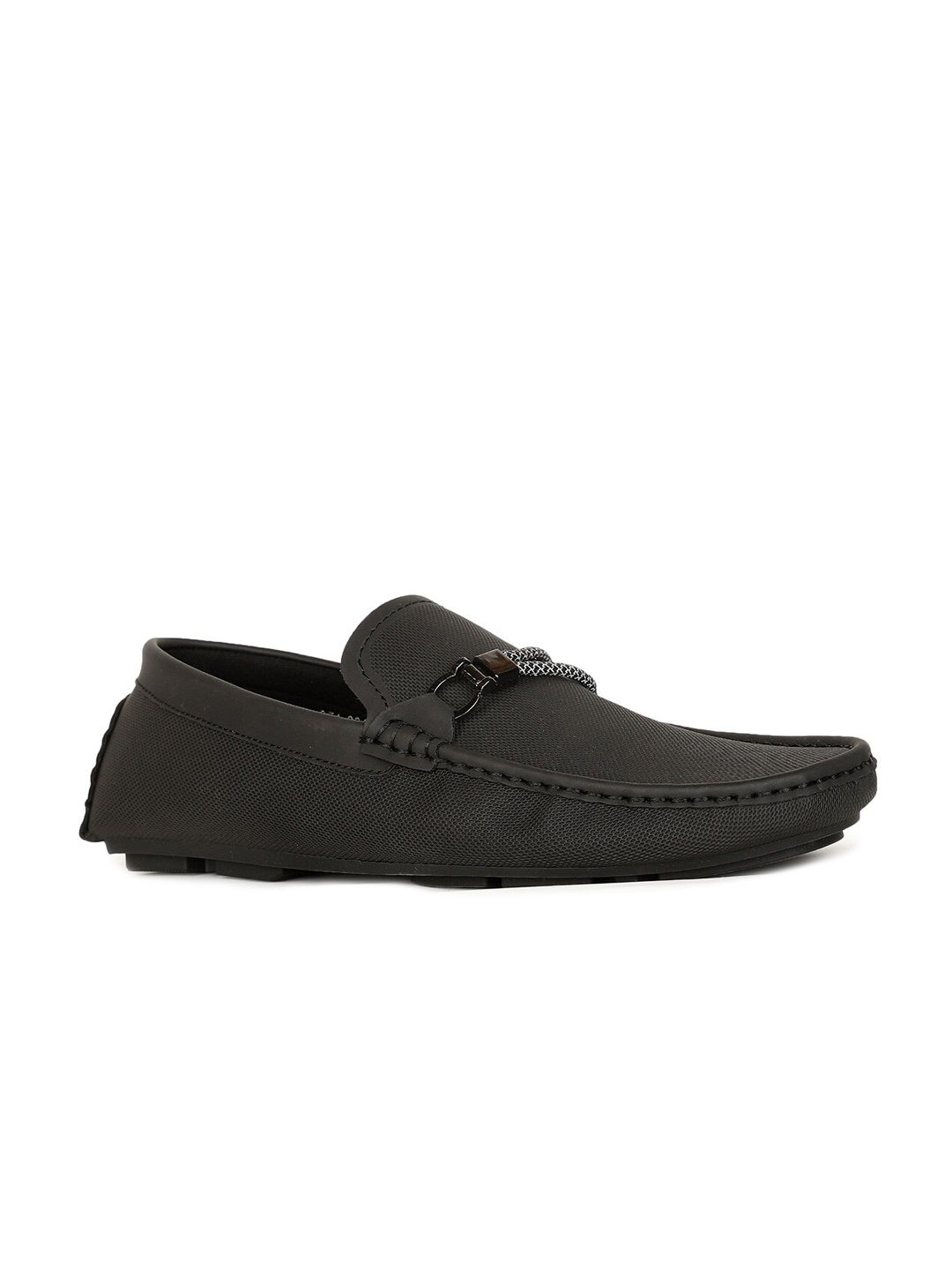

Bata Men Black Textured PU Loafers