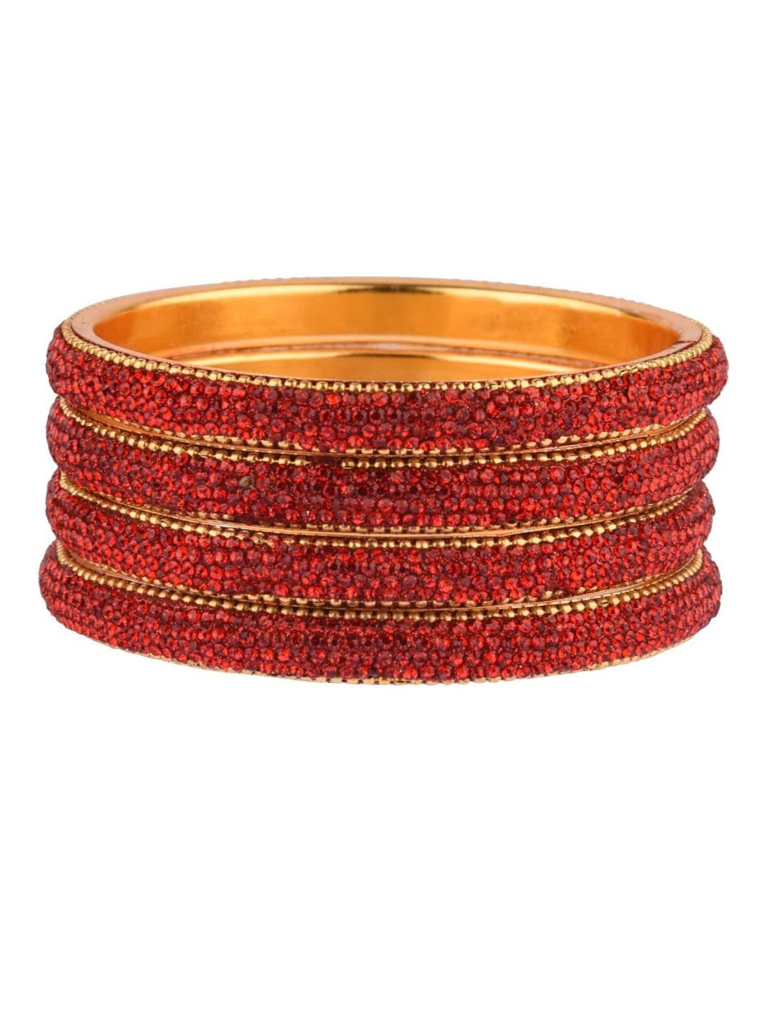 

Efulgenz Set Of 4 Gold-Plated Maroon Crystal-Studded Bangles