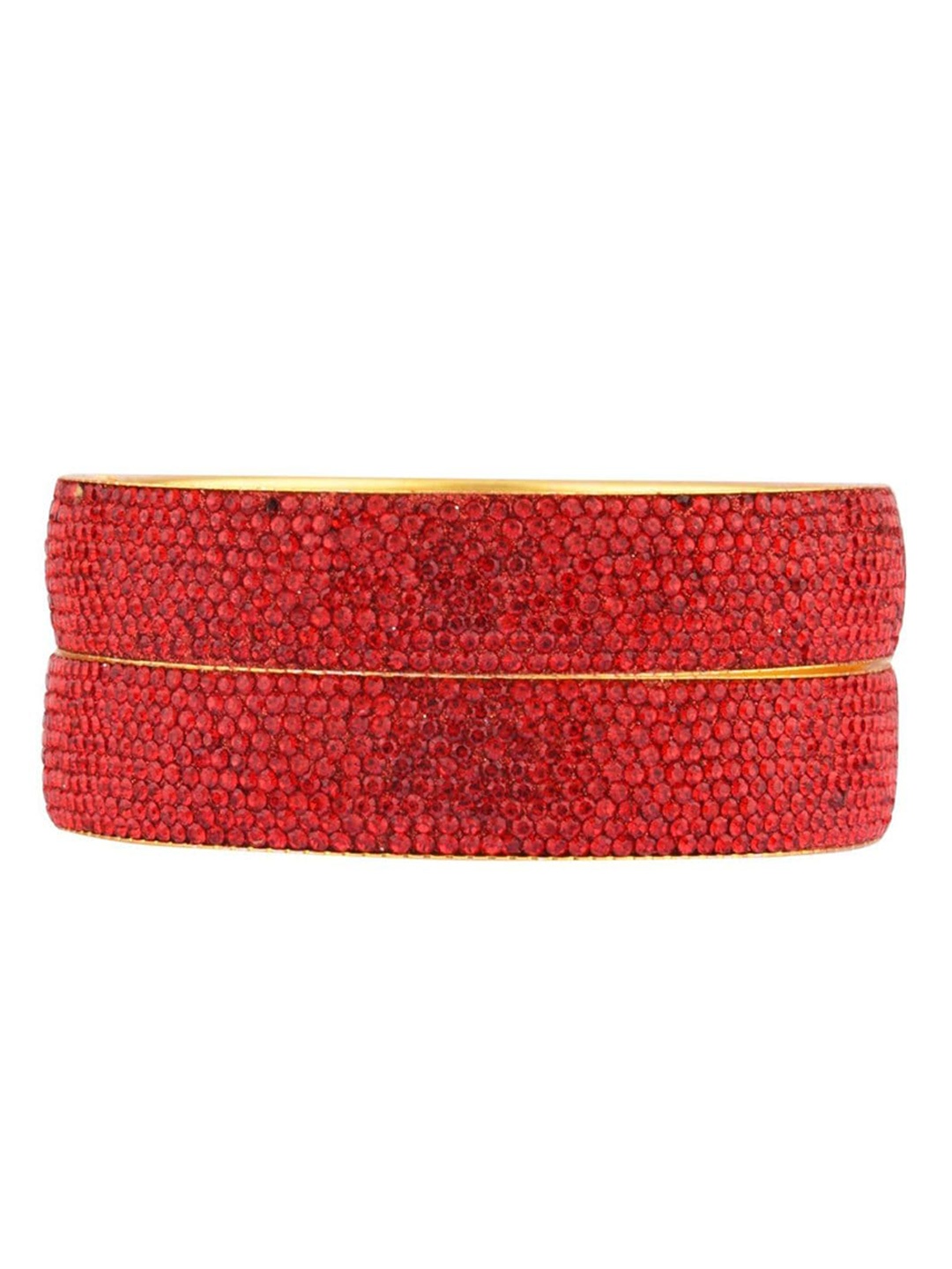 

Efulgenz Set Of 2 Gold-Plated Red Crystal Studded Bangles