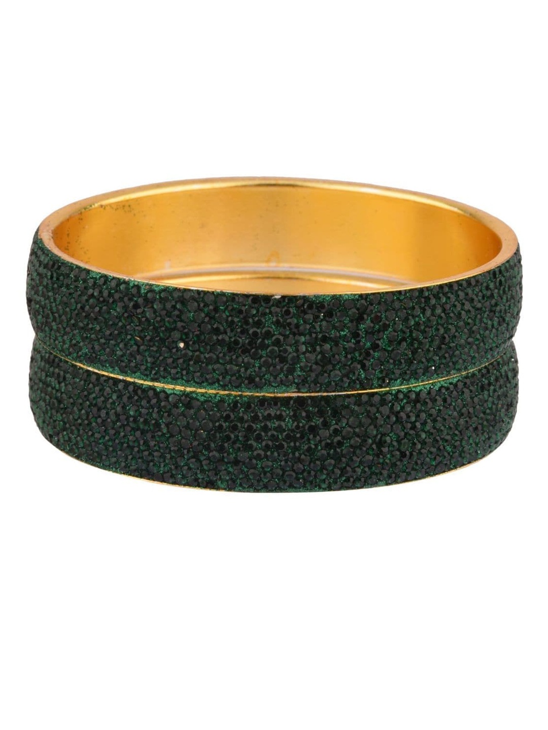 

Efulgenz Set Of 2 Gold-Plated Crystal-Studded Bangles, Green