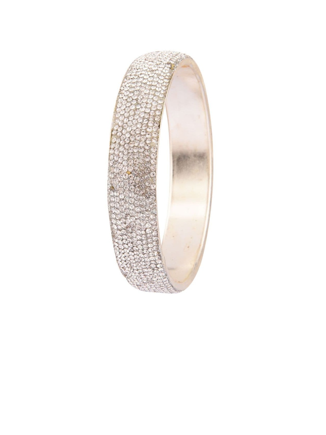

Efulgenz Rhodium-Plated Silver-Toned Crystal-Studded Bangle Set