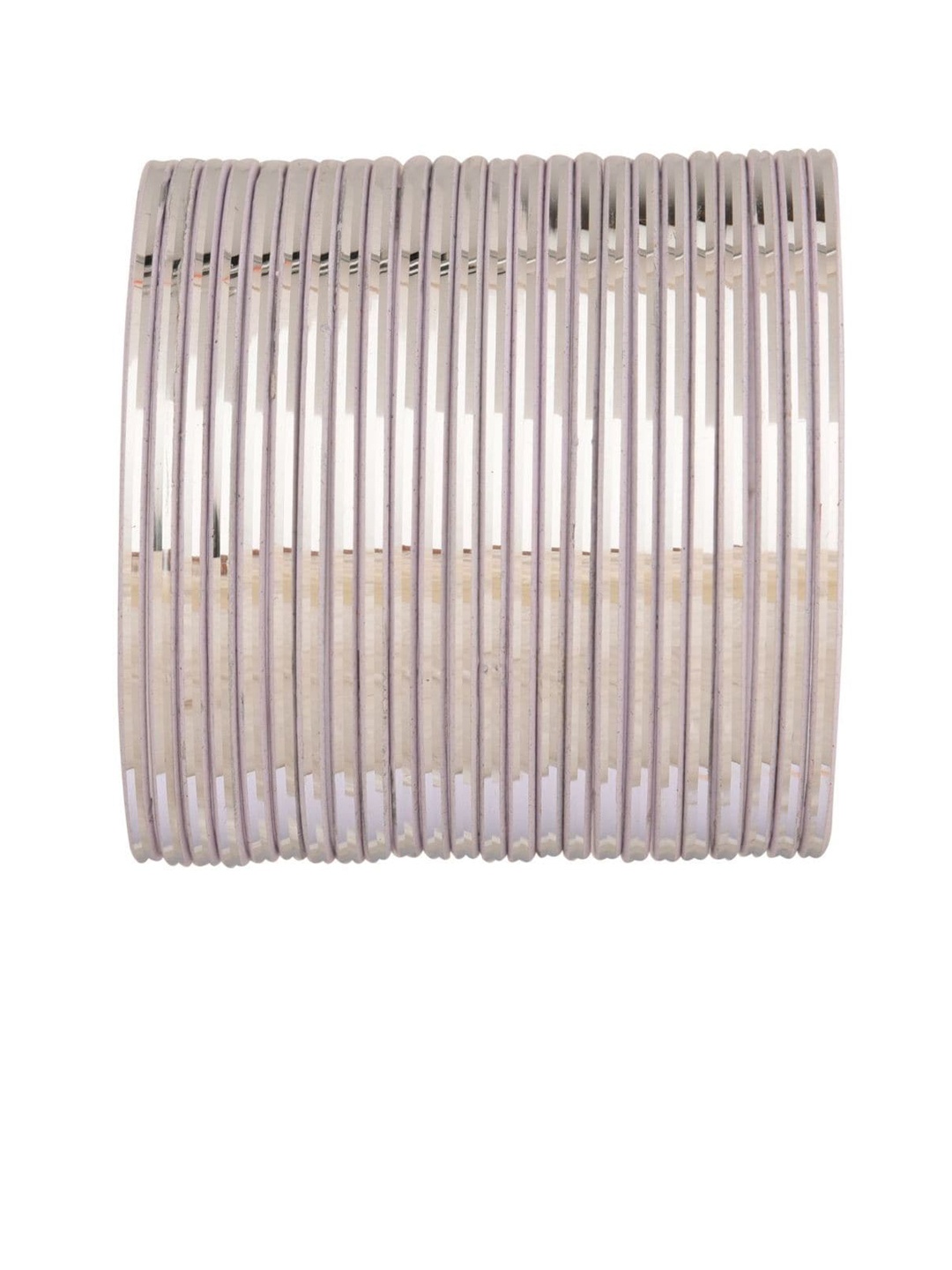 

Efulgenz Set Of 24 Silver-Toned Solid Bangles