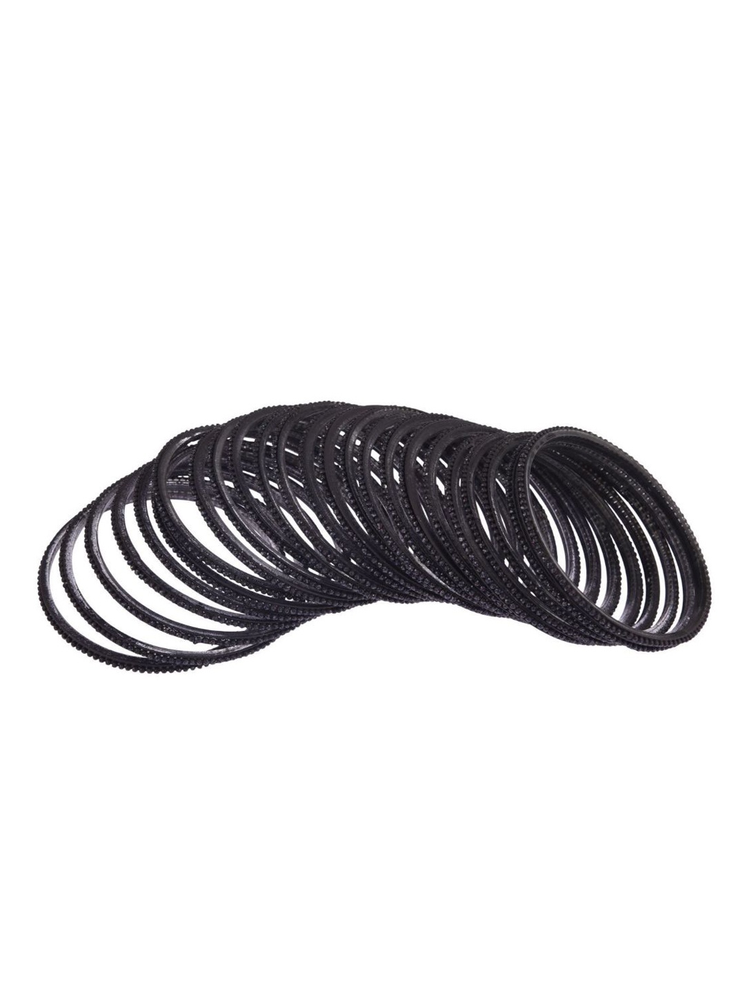 

Efulgenz Set Of 24 Black Solid Bangles