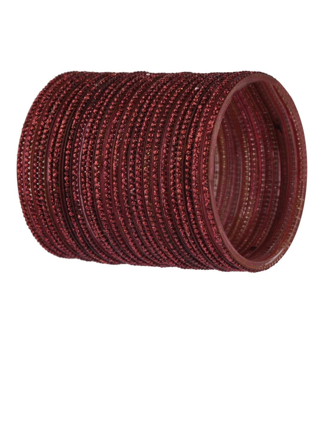 

Efulgenz Set Of 24 Maroon Solid Bangles