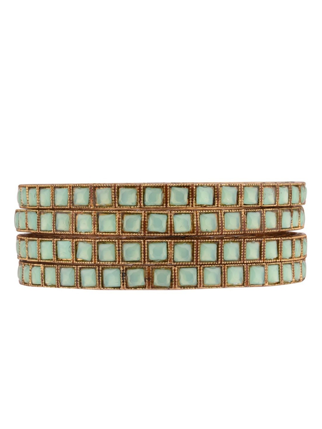 

Efulgenz Set Of 4 Gold-Plated Blue Crystal-Studded Bangles