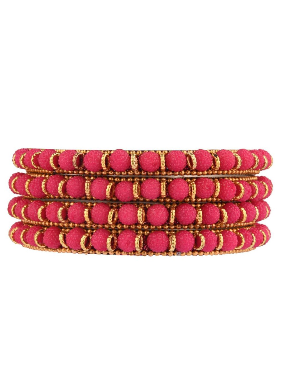 

Efulgenz Set Of 4 Gold-Plated Red Stone Studded & Beaded Bangles