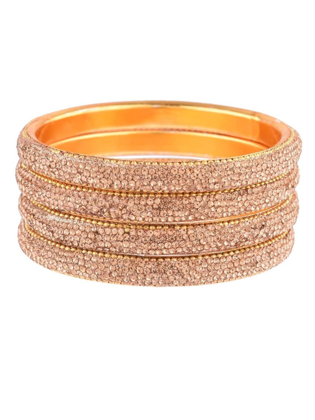 

Efulgenz Set Of 4 Gold-Plated Brown Crystal-Studded Bangles