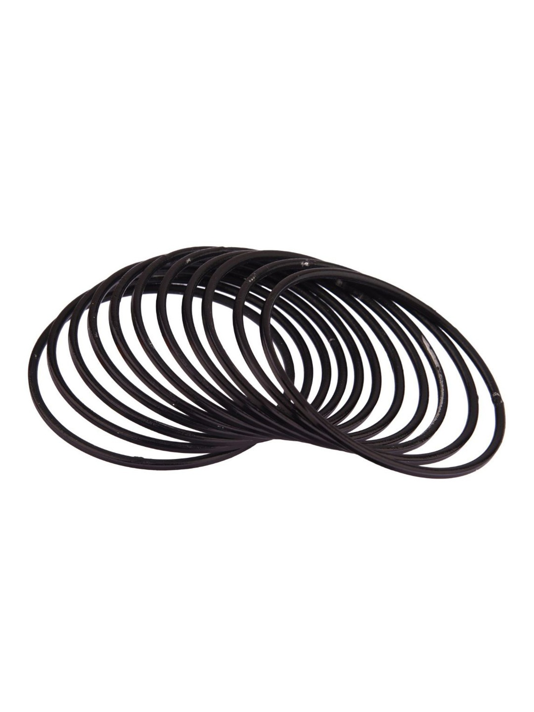 Efulgenz Set Of 24 Black Solid Bangles