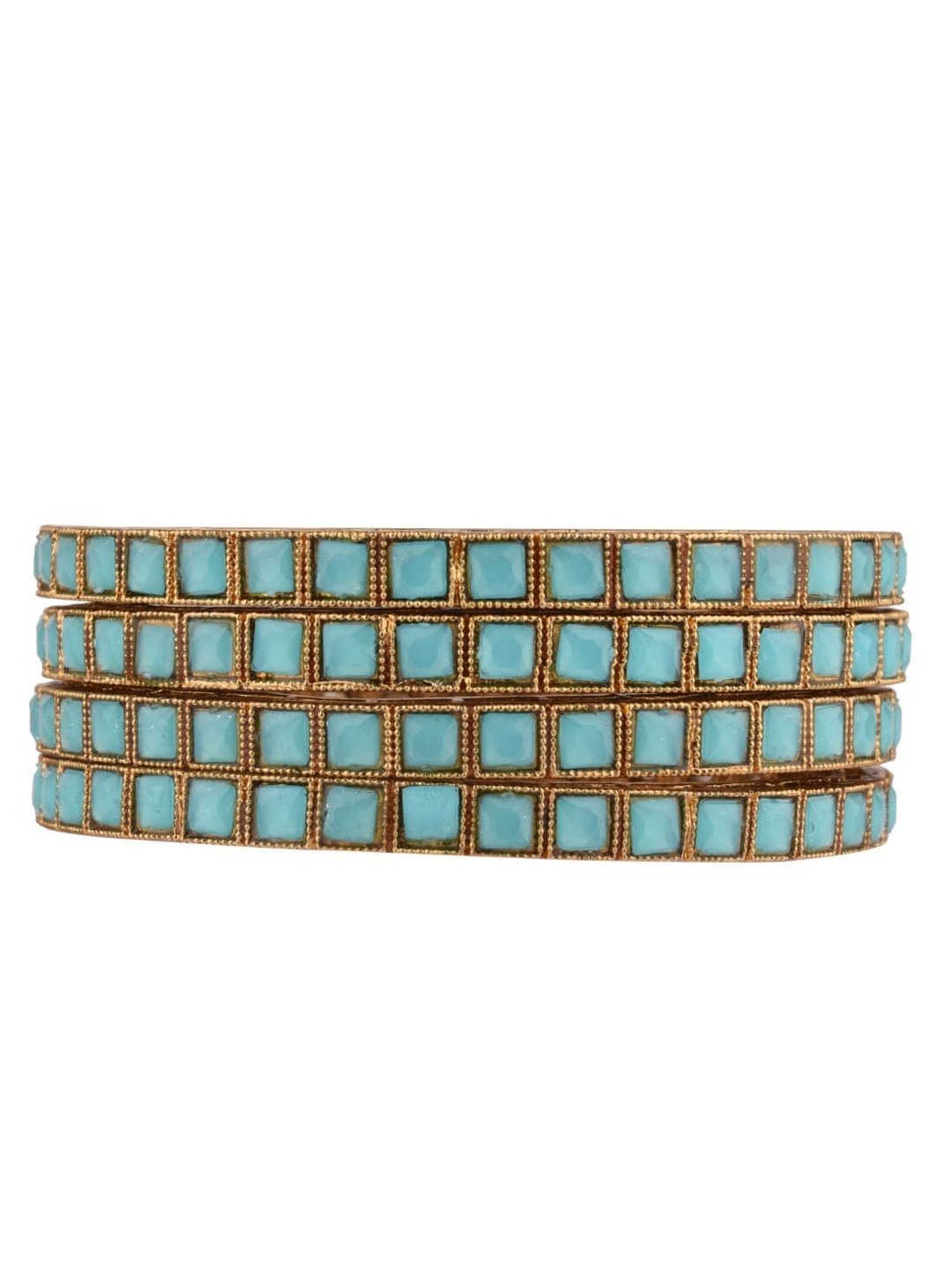 

Efulgenz Set Of 4 Gold-Plated Blue Kundan Bangles