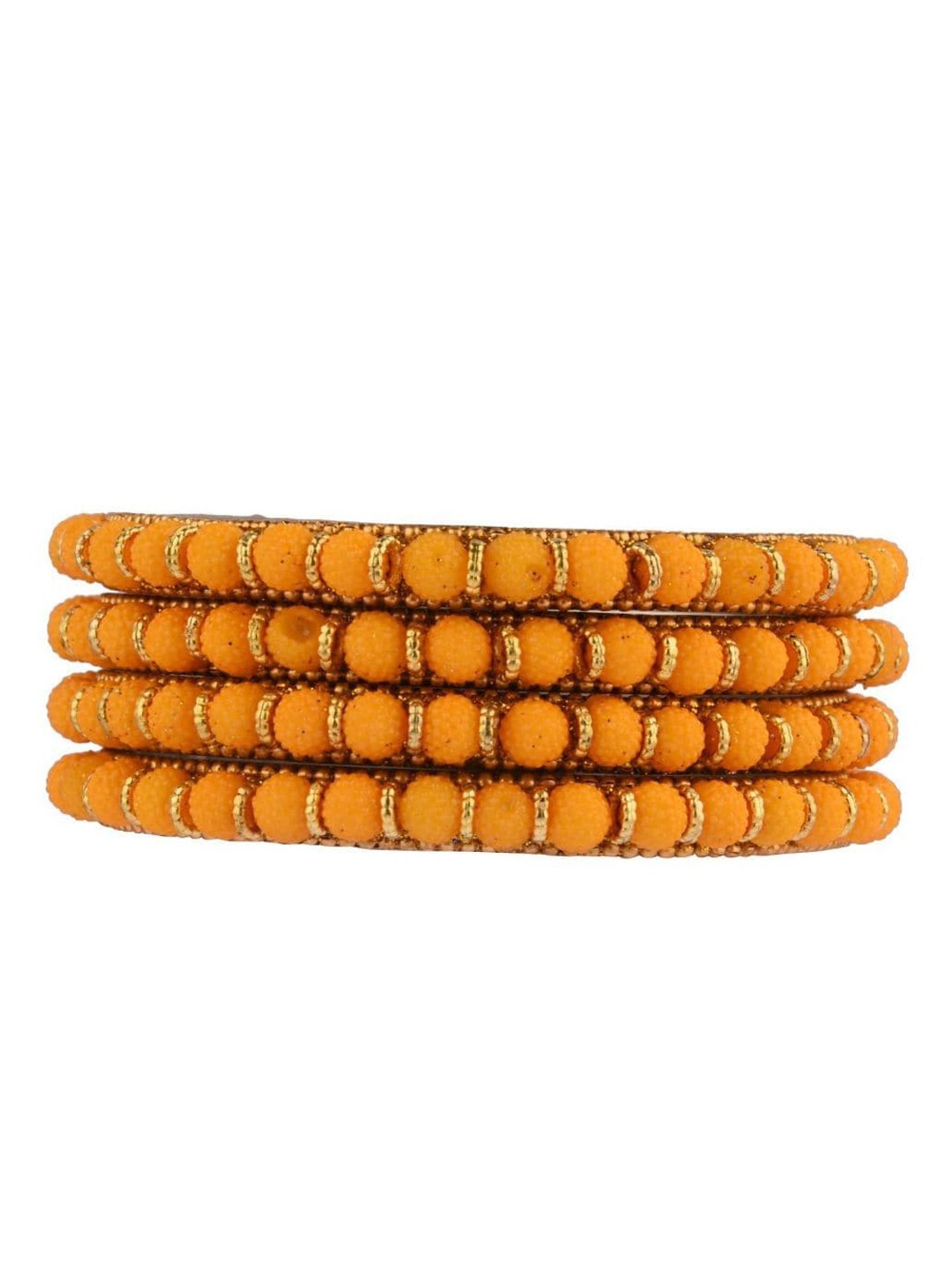 

Efulgenz Set Of 4 Gold-Plated Yellow Beaded Bangles