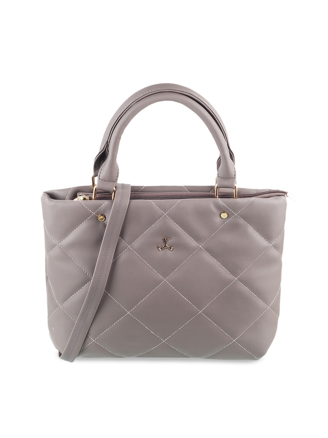 

Mochi Grey Checked Structured Handheld Bag