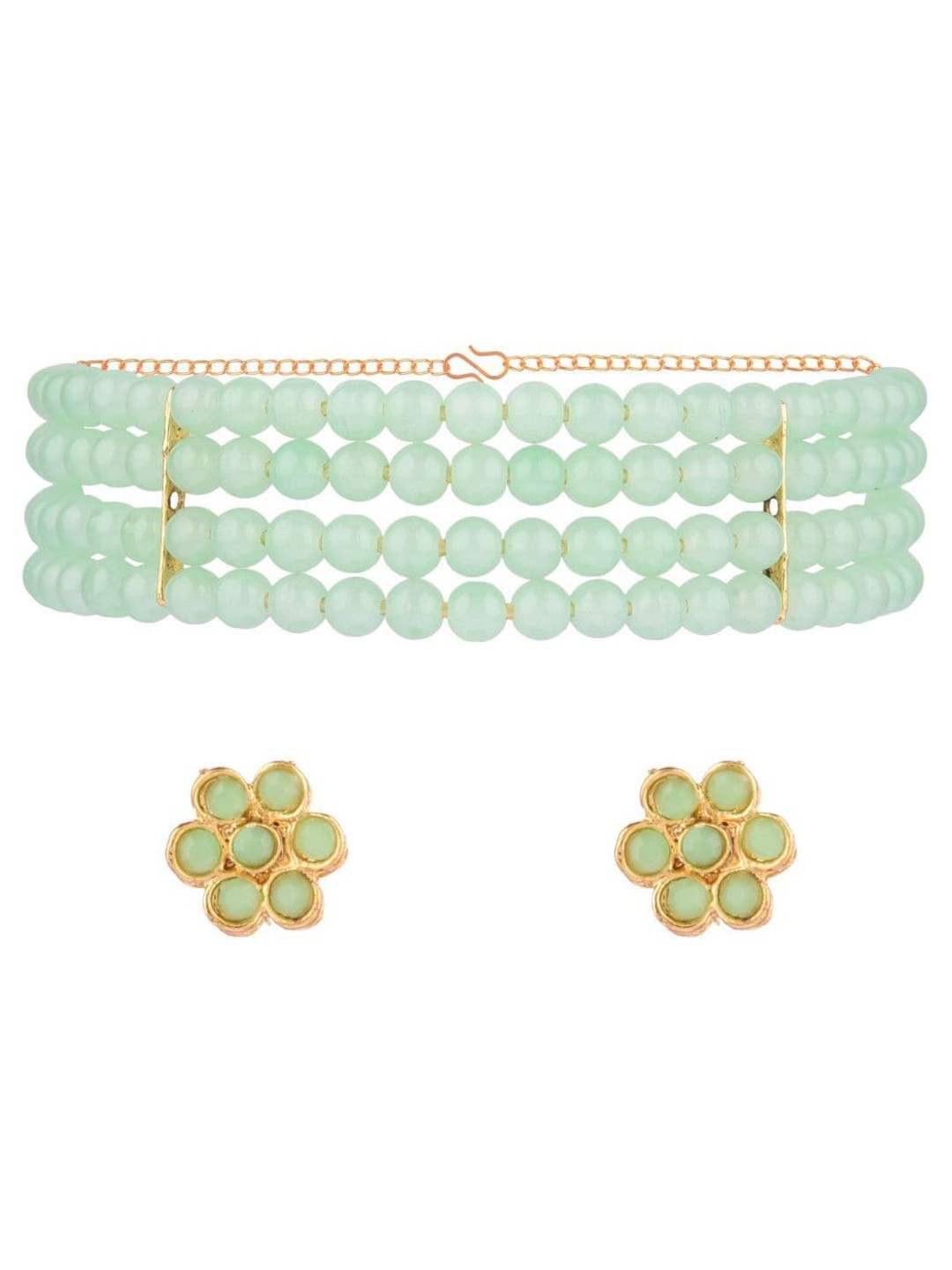 

Efulgenz Gold-Plated Green Beaded Jewellery Set
